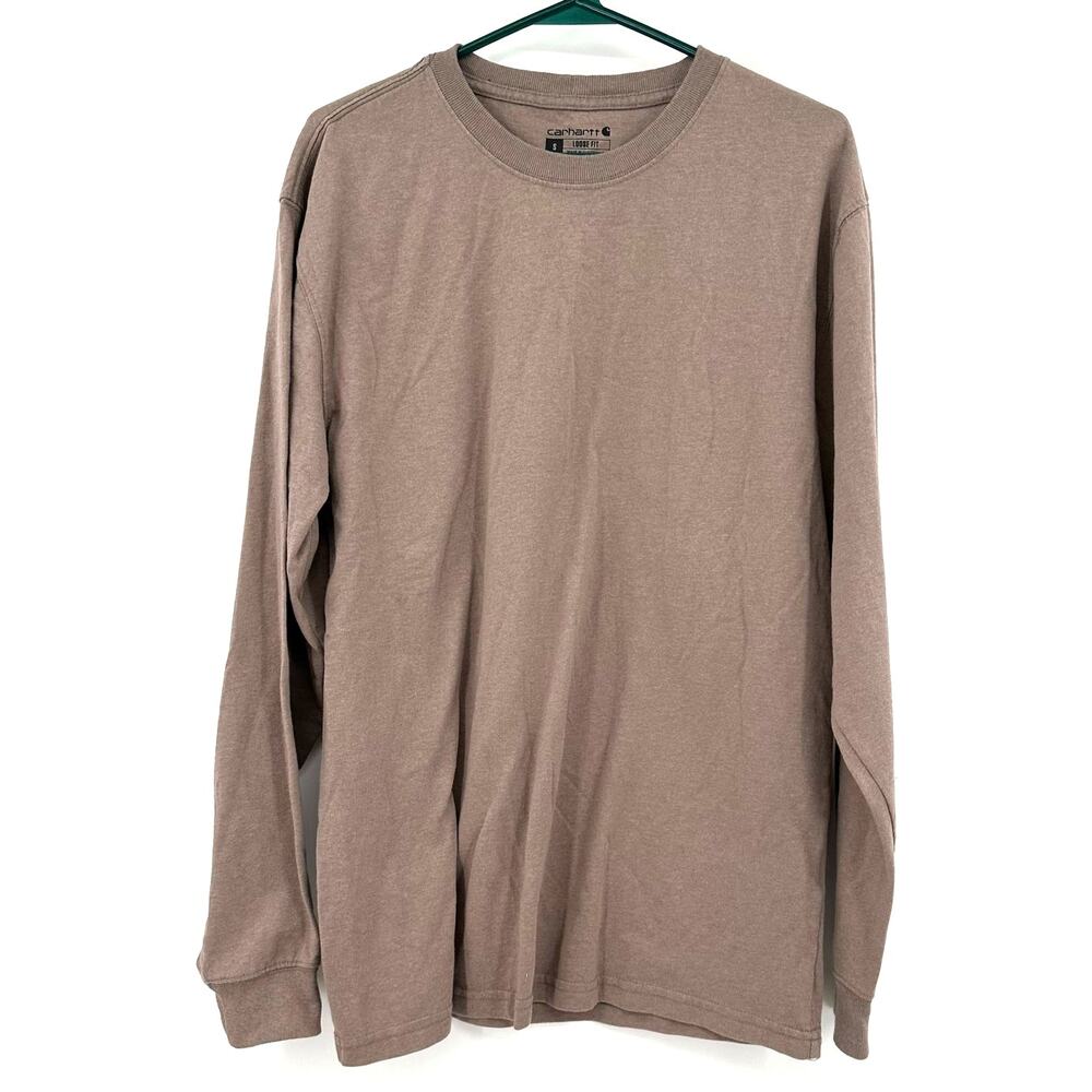 Carhartt Size Small Loose Fit Long‎ Sleeve Brown T-Shirt Tee Top Shirt Logo